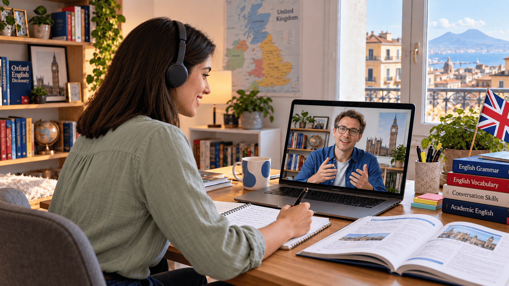 Lezione dinglese online con vista su Napoli 2